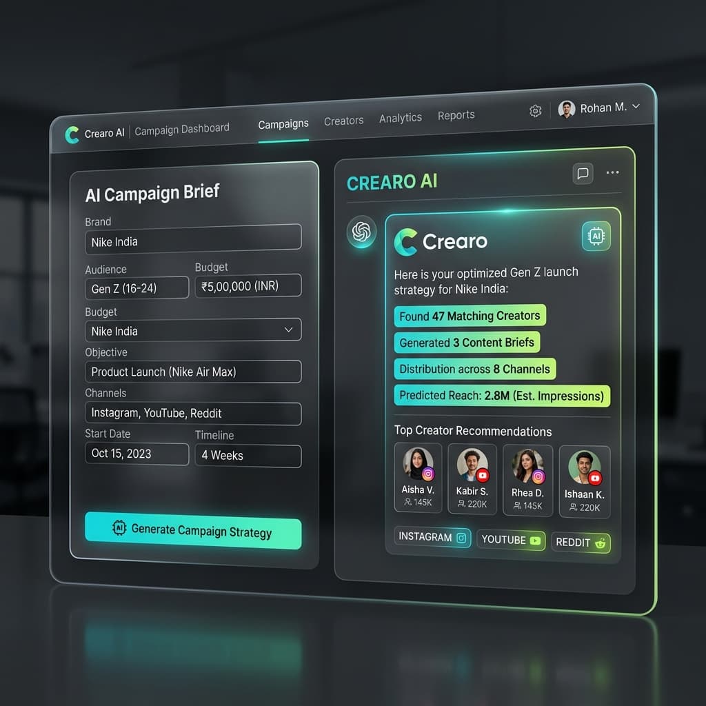 Crearo AI campaign assistant dashboard